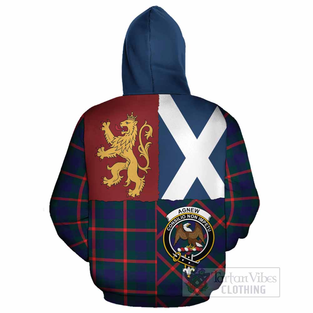 Agnew Crest Tartan Cotton Hoodie with Lion Rampant Saltire Style - Tartan Vibes Clothing