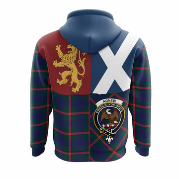 Agnew Crest Tartan Hoodie with Lion Rampant Saltire Style