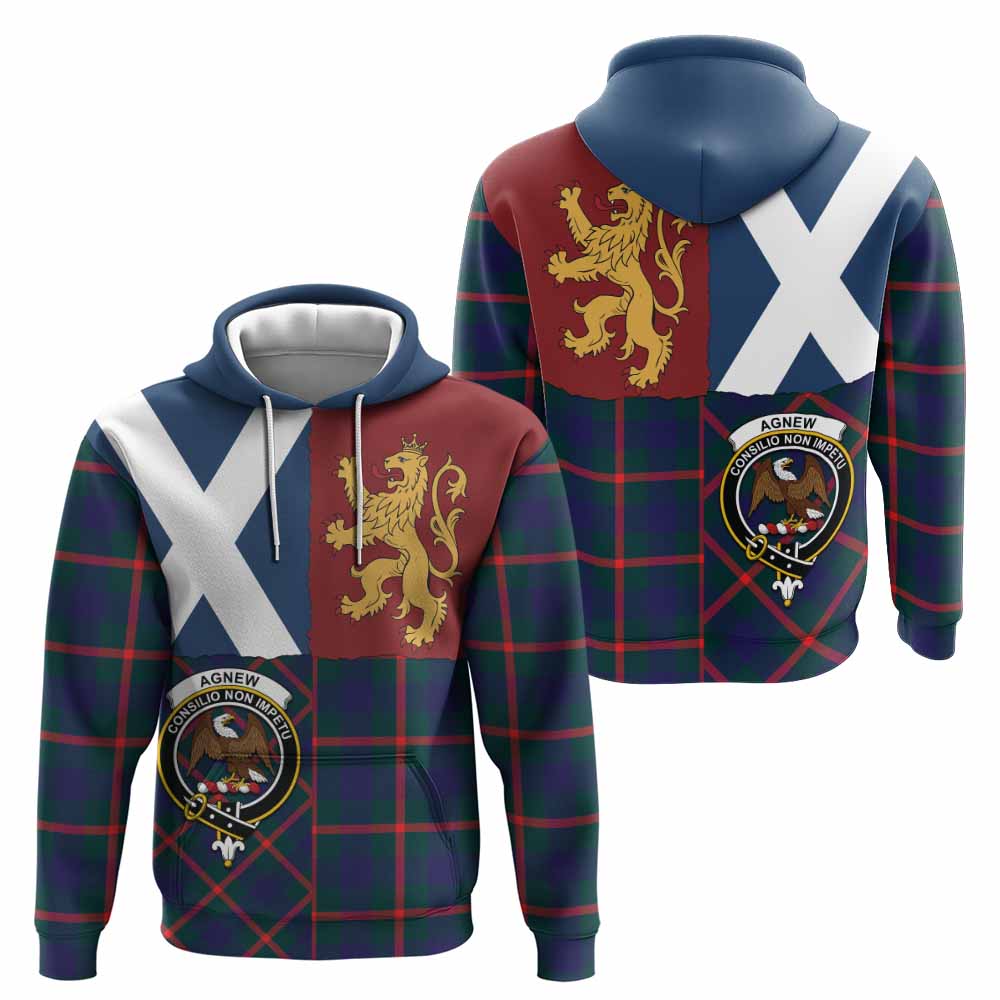 Agnew Crest Tartan Hoodie with Lion Rampant Saltire Style