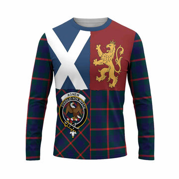 Agnew Crest Tartan Long Sleeve T-Shirt with Lion Rampant Saltire Style
