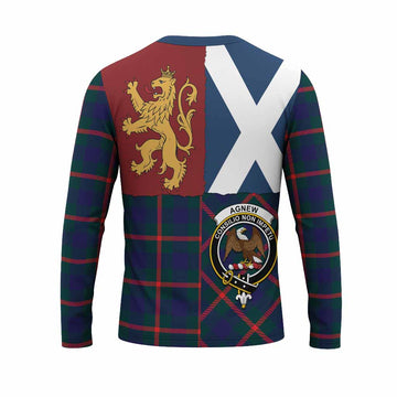 Agnew Crest Tartan Long Sleeve T-Shirt with Lion Rampant Saltire Style