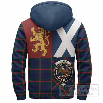 Agnew Crest Tartan Sherpa Hoodie with Lion Rampant Saltire Style