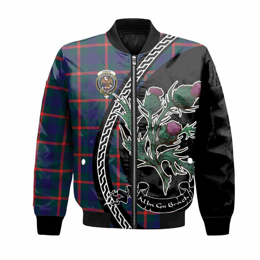 Agnew Family Crest Tartan Bomber Jacket Alba Thistle Inspired - Tartan Vibes Clothing