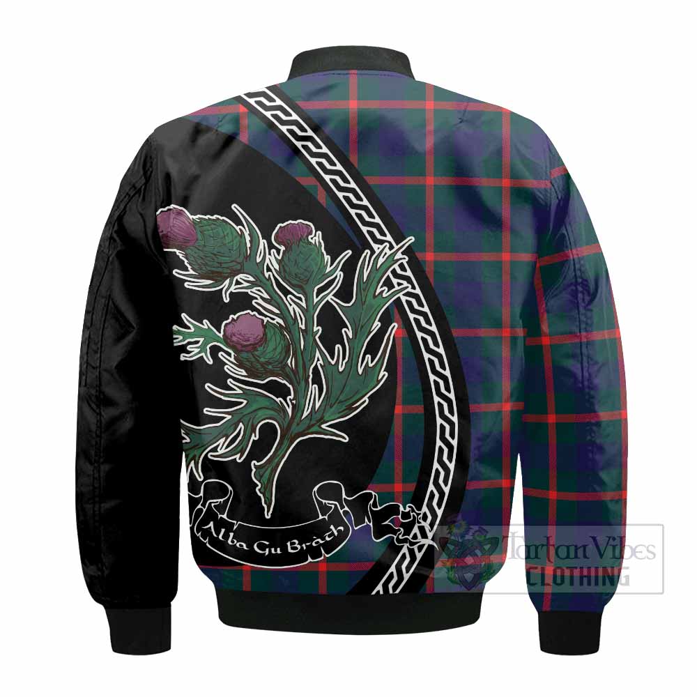 Agnew Family Crest Tartan Bomber Jacket Alba Thistle Inspired - Tartan Vibes Clothing