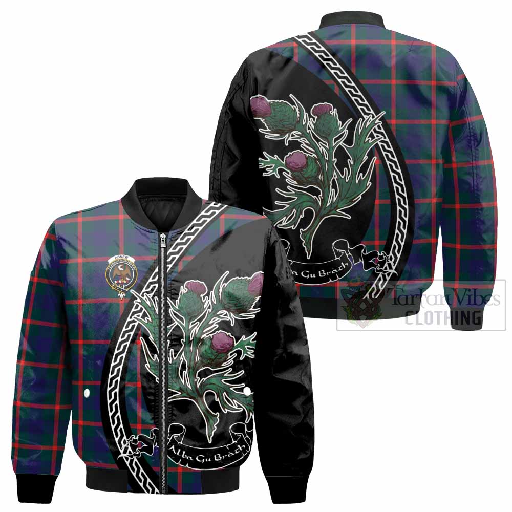 Agnew Family Crest Tartan Bomber Jacket Alba Thistle Inspired - Tartan Vibes Clothing