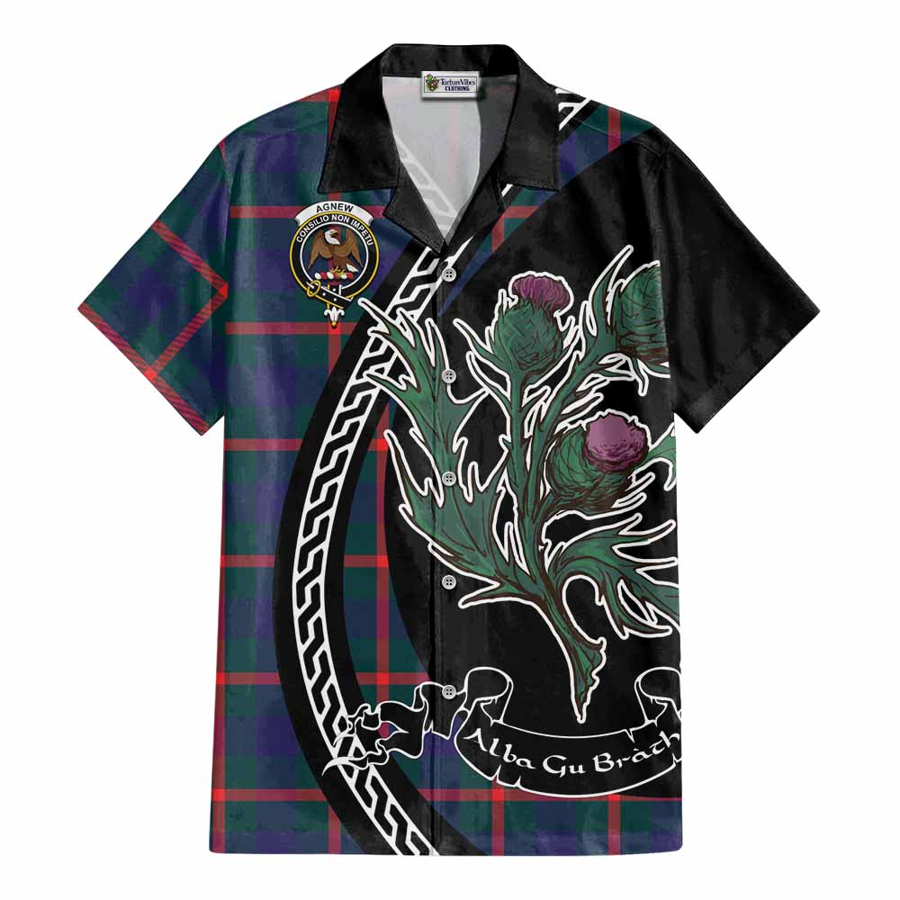 Agnew Family Crest Tartan Cotton Hawaiian Shirt Alba Thistle Inspired - Tartan Vibes Clothing