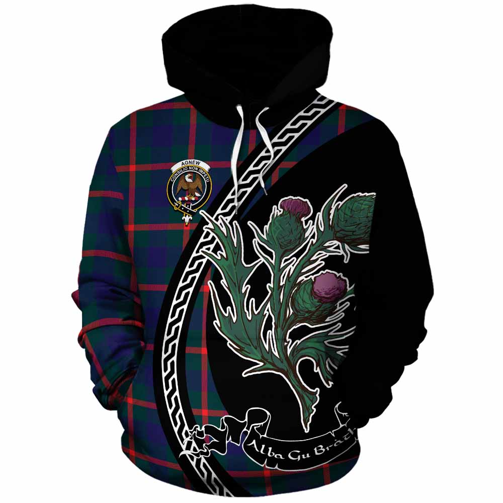 Agnew Family Crest Tartan Cotton Hoodie Alba Thistle Inspired - Tartan Vibes Clothing