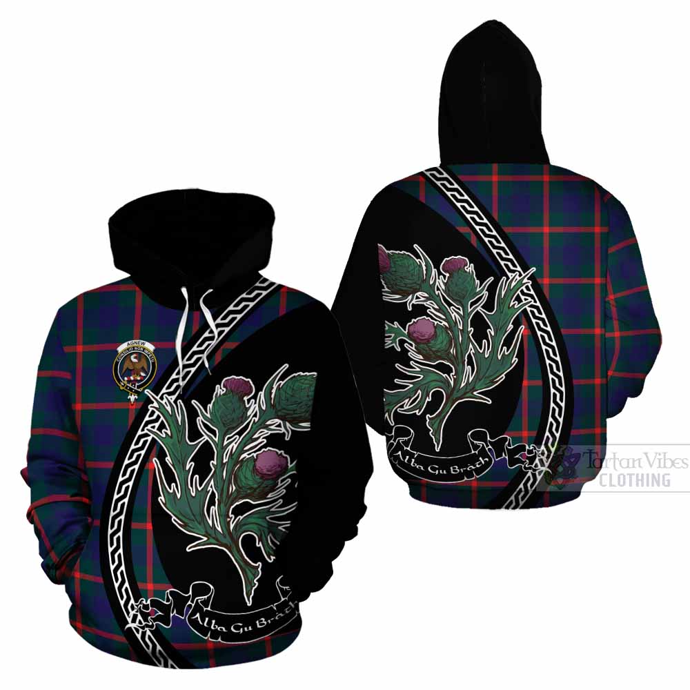 Agnew Family Crest Tartan Cotton Hoodie Alba Thistle Inspired - Tartan Vibes Clothing
