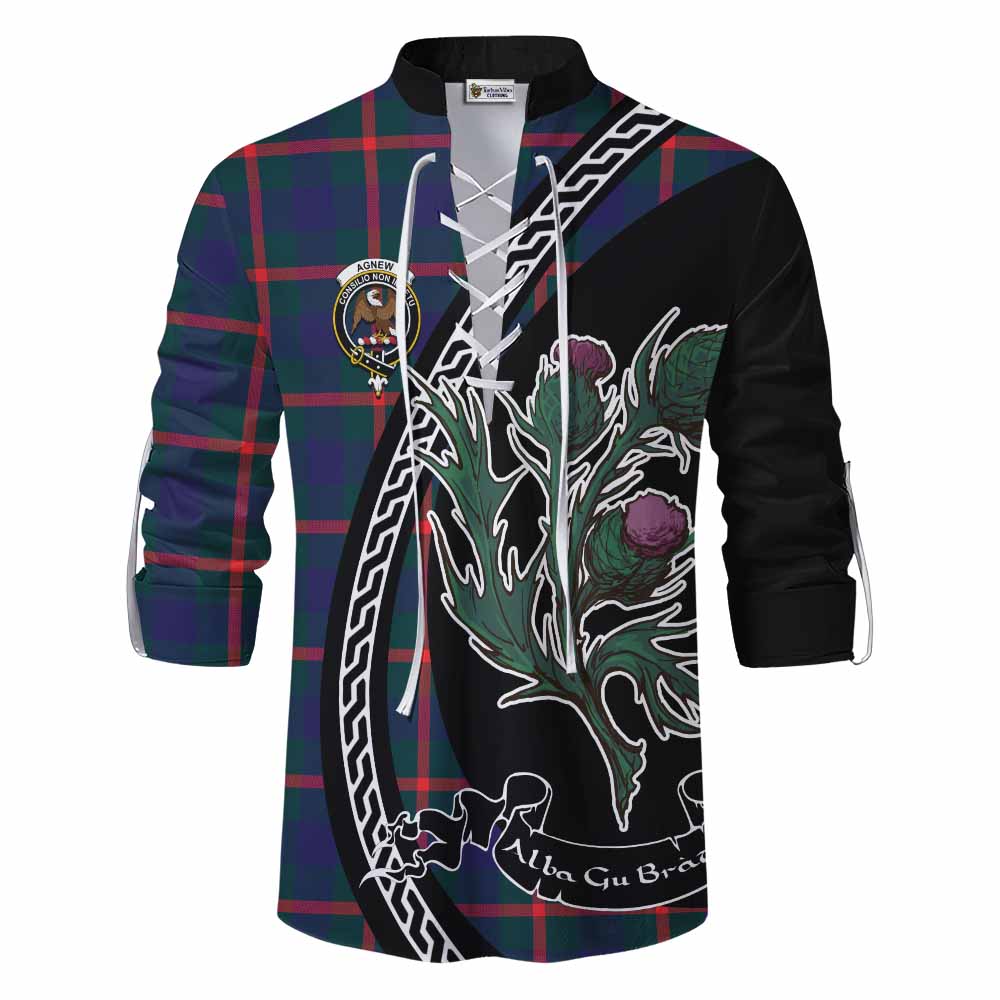 Agnew Family Crest Tartan Ghillie Shirt Alba Thistle Inspired - Tartan Vibes Clothing