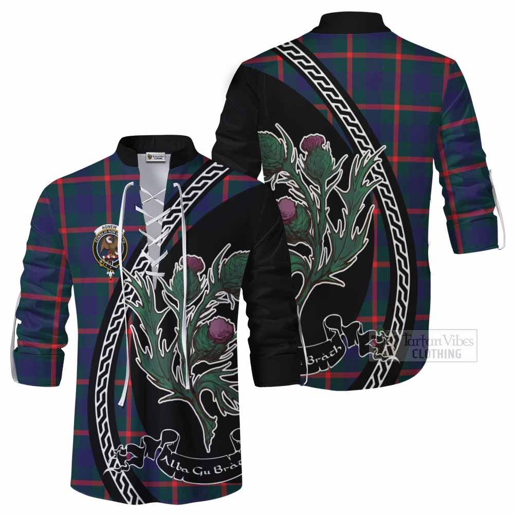 Agnew Family Crest Tartan Ghillie Shirt Alba Thistle Inspired - Tartan Vibes Clothing