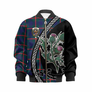 Agnew Family Crest Tartan Kid Bomber Jacket Alba Thistle Inspired - Tartan Vibes Clothing