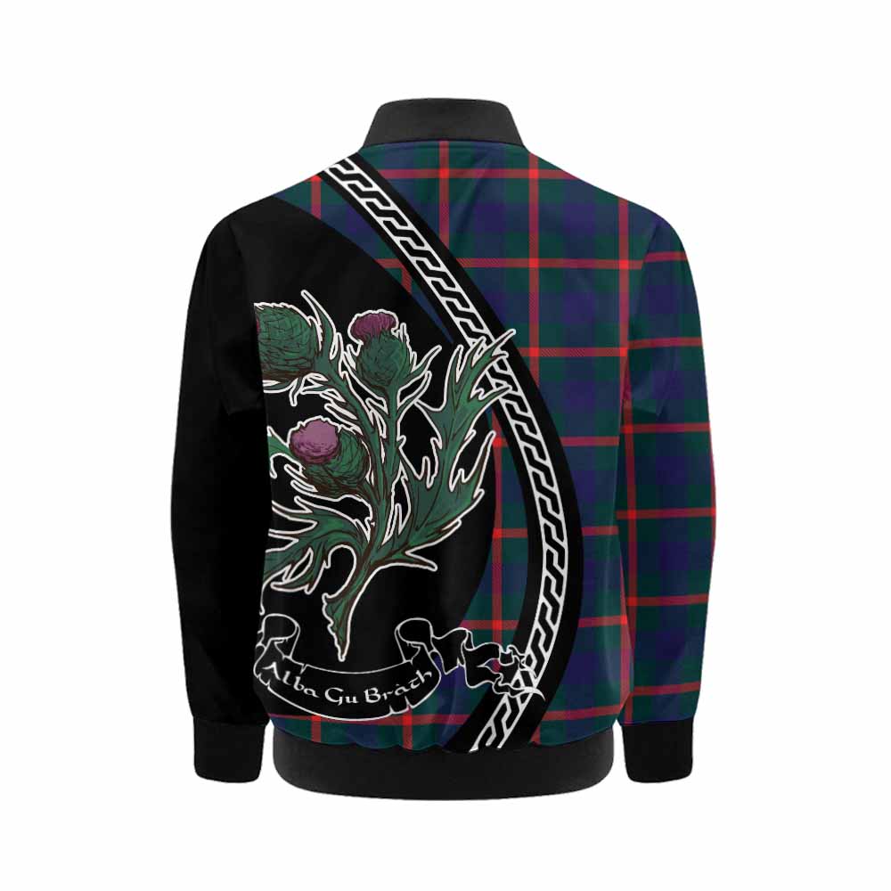 Agnew Family Crest Tartan Kid Bomber Jacket Alba Thistle Inspired - Tartan Vibes Clothing