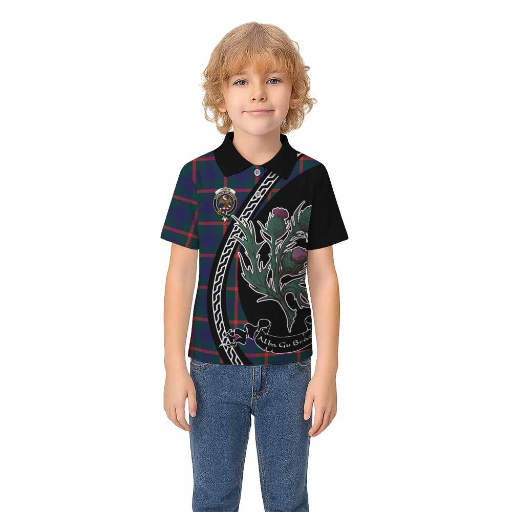 Agnew Family Crest Tartan Kid Polo Shirt Alba Thistle Inspired - Tartan Vibes Clothing