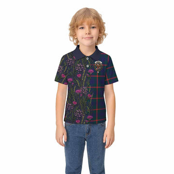 Agnew Family Crest Tartan Kid Polo Shirt Scottish Thistle Flower Pattern Half Style - Tartan Vibes Clothing