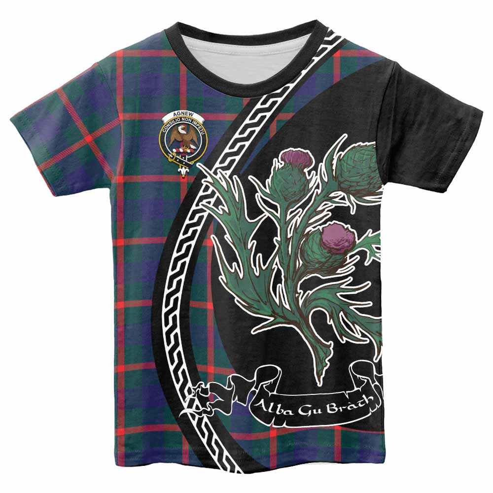 Agnew Family Crest Tartan Kid T-shirt Alba Thistle Inspired - Tartan Vibes Clothing