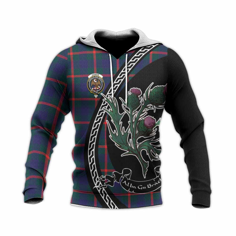 Agnew Family Crest Tartan Knitted Hoodie Alba Thistle Inspired - Tartan Vibes Clothing