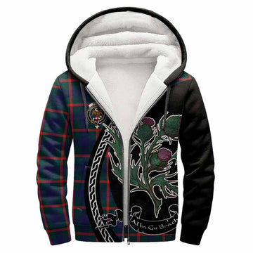 Agnew Family Crest Tartan Sherpa Hoodie Alba Thistle Inspired