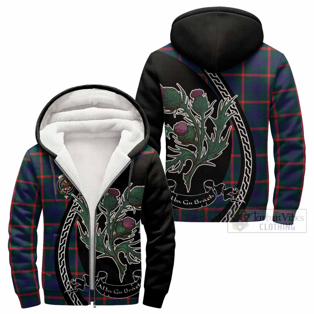 Agnew Family Crest Tartan Sherpa Hoodie Alba Thistle Inspired - Tartan Vibes Clothing