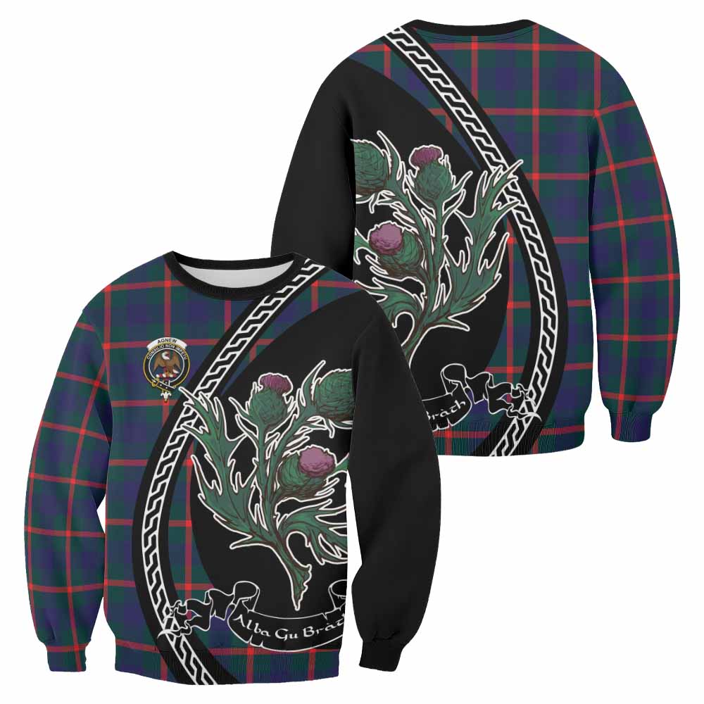 Agnew Family Crest Tartan Sweatshirt Alba Thistle Inspired - Tartan Vibes Clothing