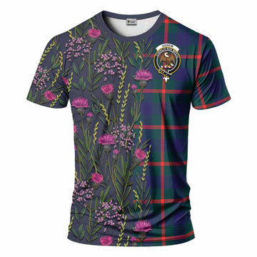 Agnew Family Crest Tartan T-Shirt Scottish Thistle Flower Pattern Half Style - Tartan Vibes Clothing