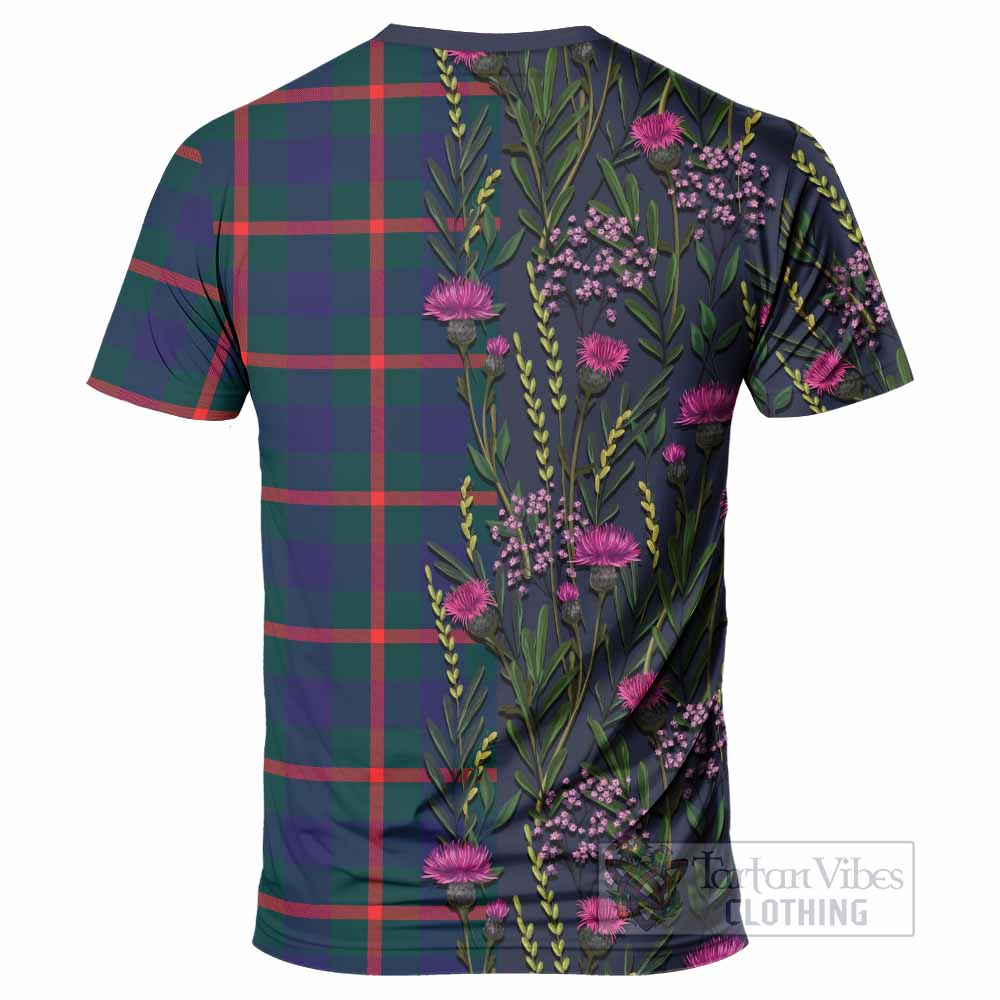 Agnew Family Crest Tartan T-Shirt Scottish Thistle Flower Pattern Half Style - Tartan Vibes Clothing