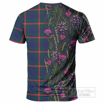 Agnew Family Crest Tartan T-Shirt Scottish Thistle Flower Pattern Half Style - Tartan Vibes Clothing