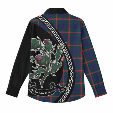 Agnew Family Crest Tartan Women Casual Shirt Alba Thistle Inspired