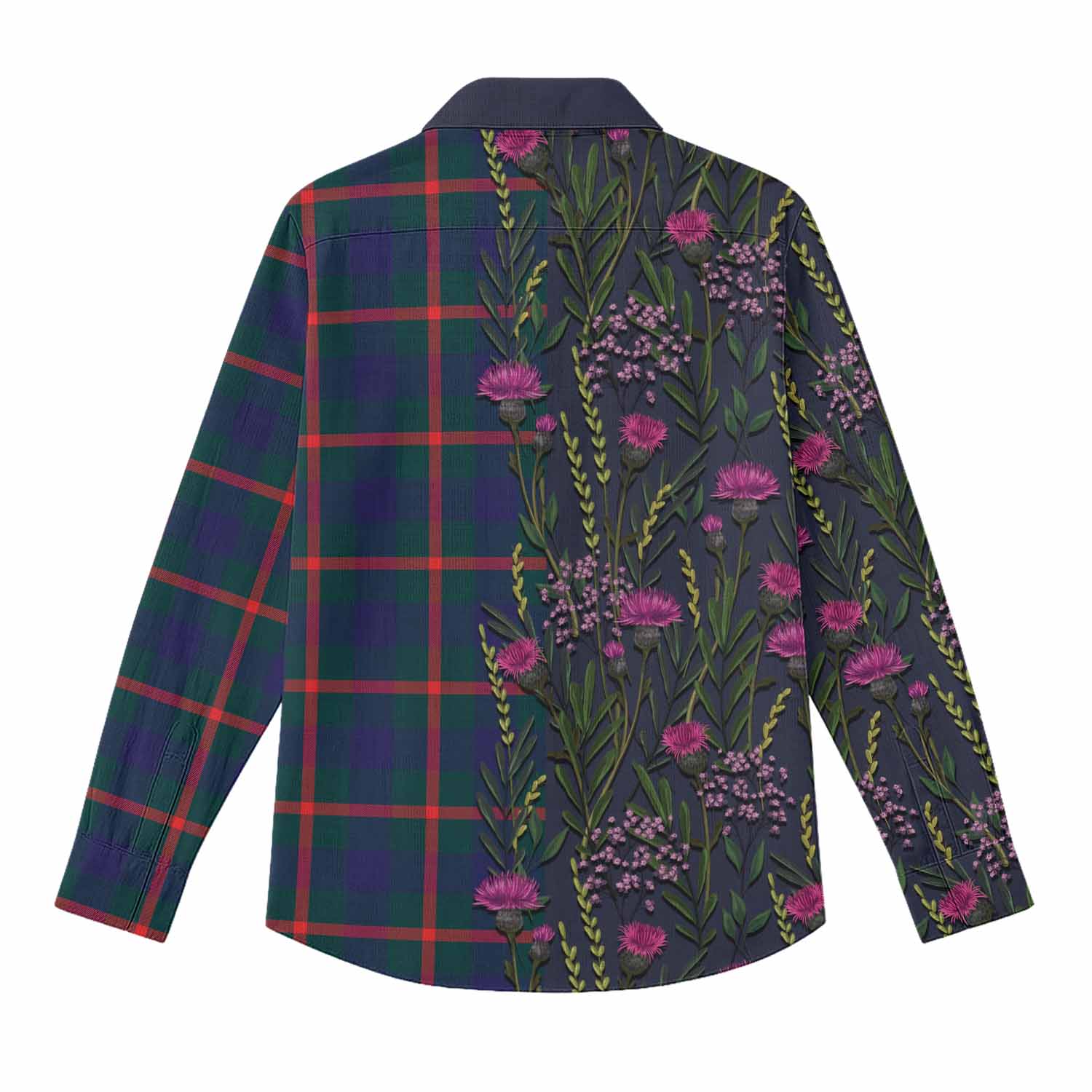 Agnew Family Crest Tartan Women Casual Shirt Scottish Thistle Flower Pattern Half Style - Tartan Vibes Clothing