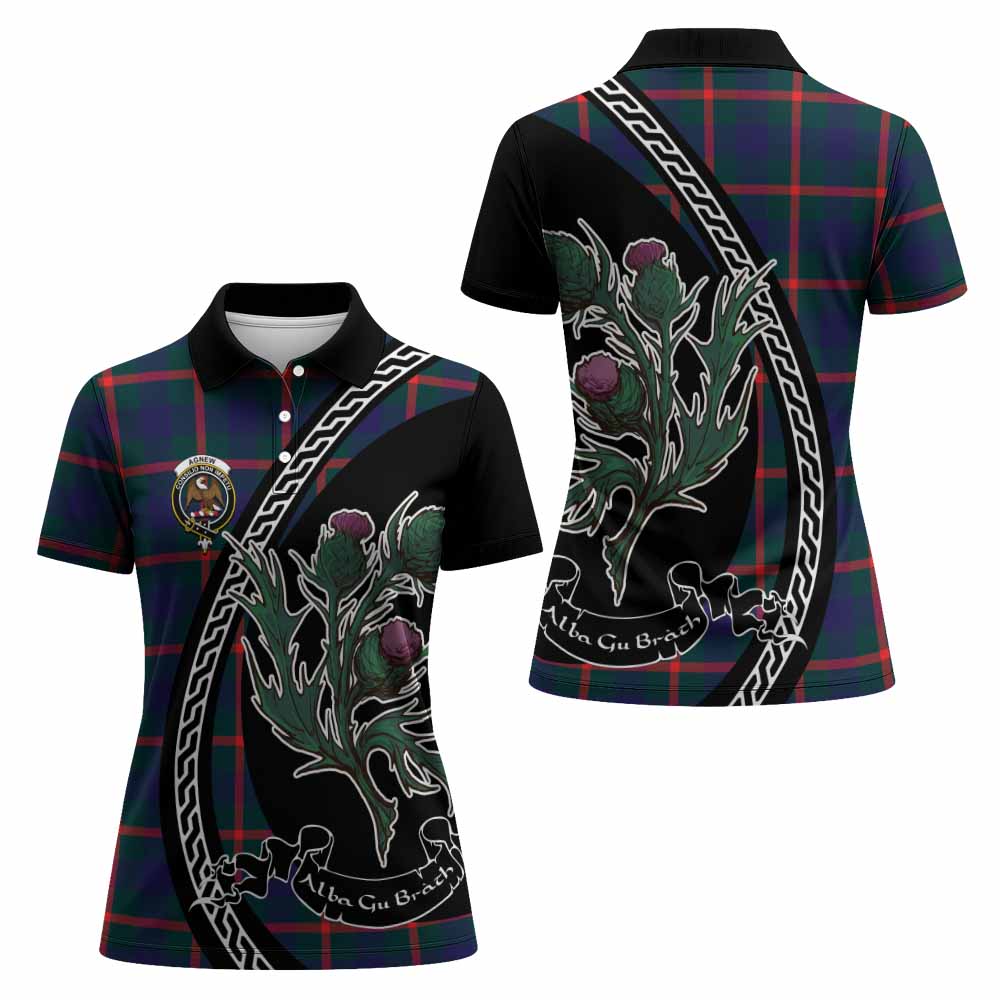 Agnew Family Crest Tartan Women Polo Shirt Alba Thistle Inspired - Tartan Vibes Clothing