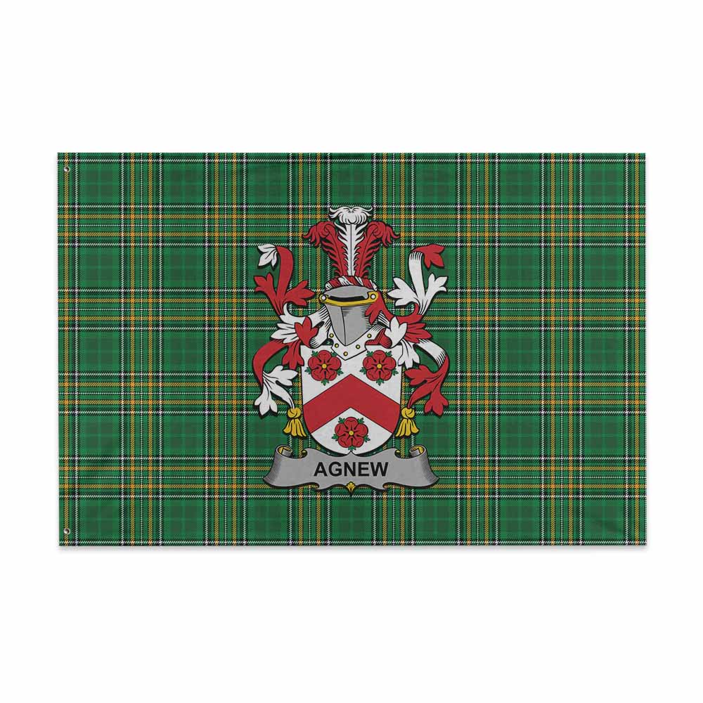 Tartan Vibes Clothing Agnew Irish Clan Tartan House Flag with Coat of Arms
