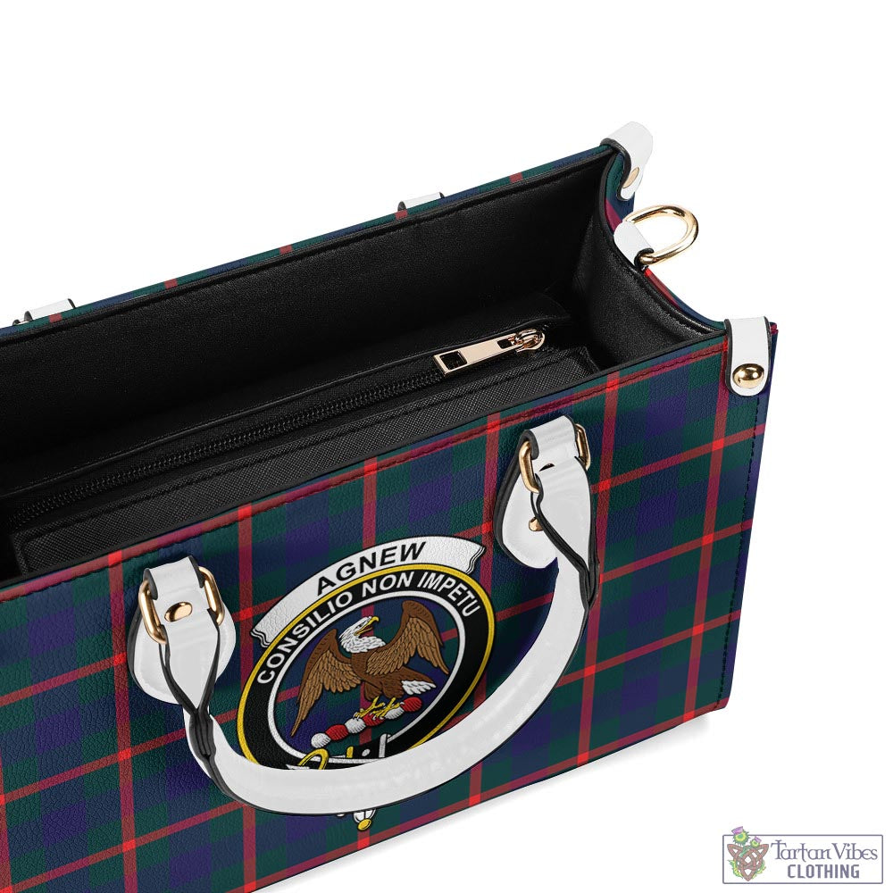 Tartan Vibes Clothing Agnew Modern Tartan Luxury Leather Handbags with Family Crest