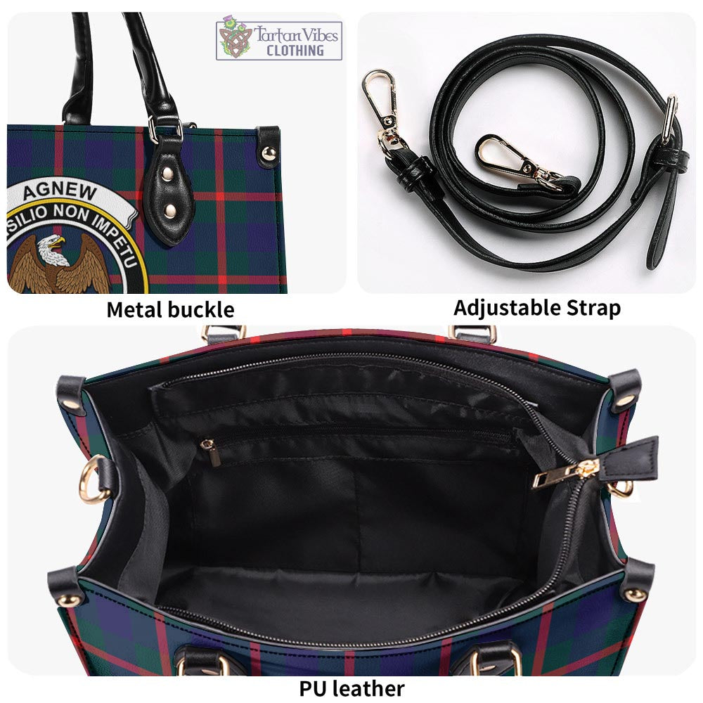 Tartan Vibes Clothing Agnew Modern Tartan Luxury Leather Handbags with Family Crest