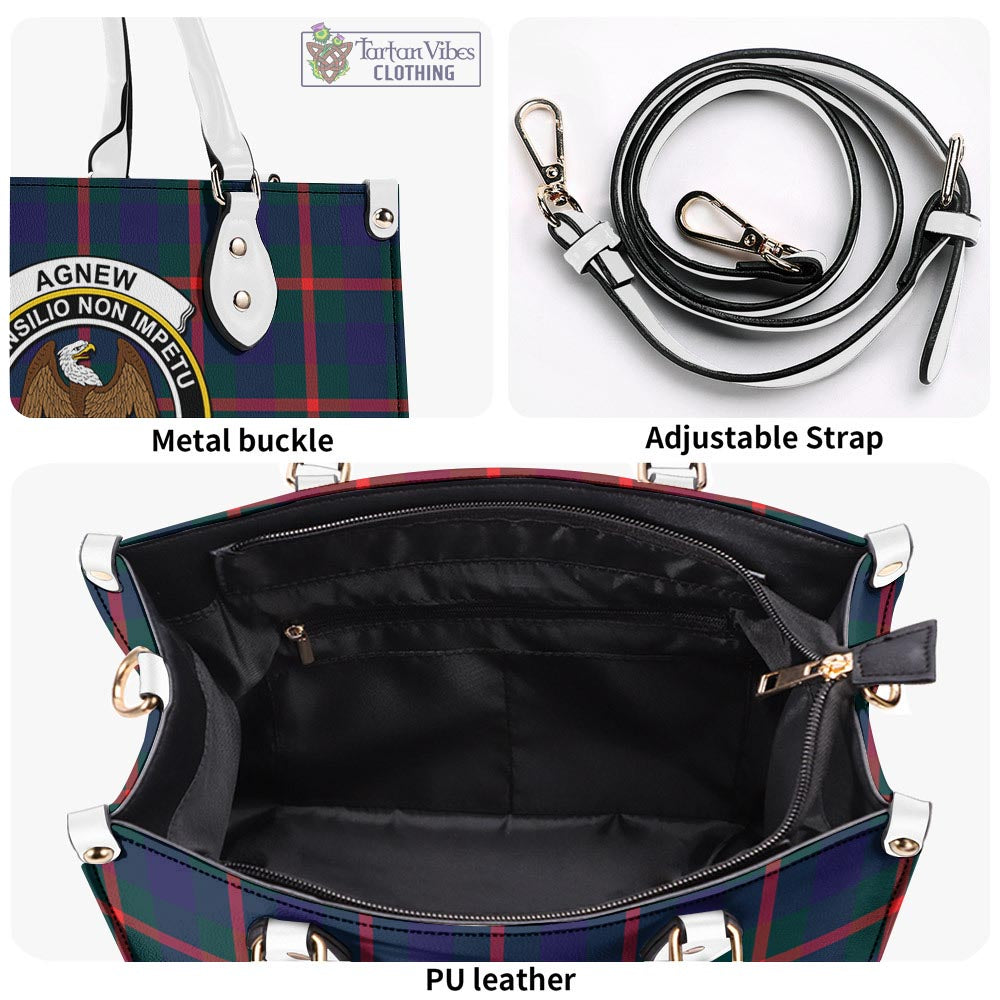 Tartan Vibes Clothing Agnew Modern Tartan Luxury Leather Handbags with Family Crest