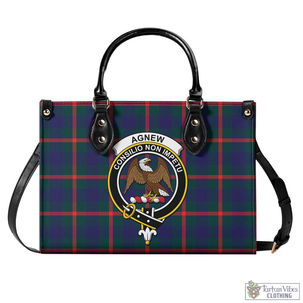 Tartan Vibes Clothing Agnew Modern Tartan Luxury Leather Handbags with Family Crest