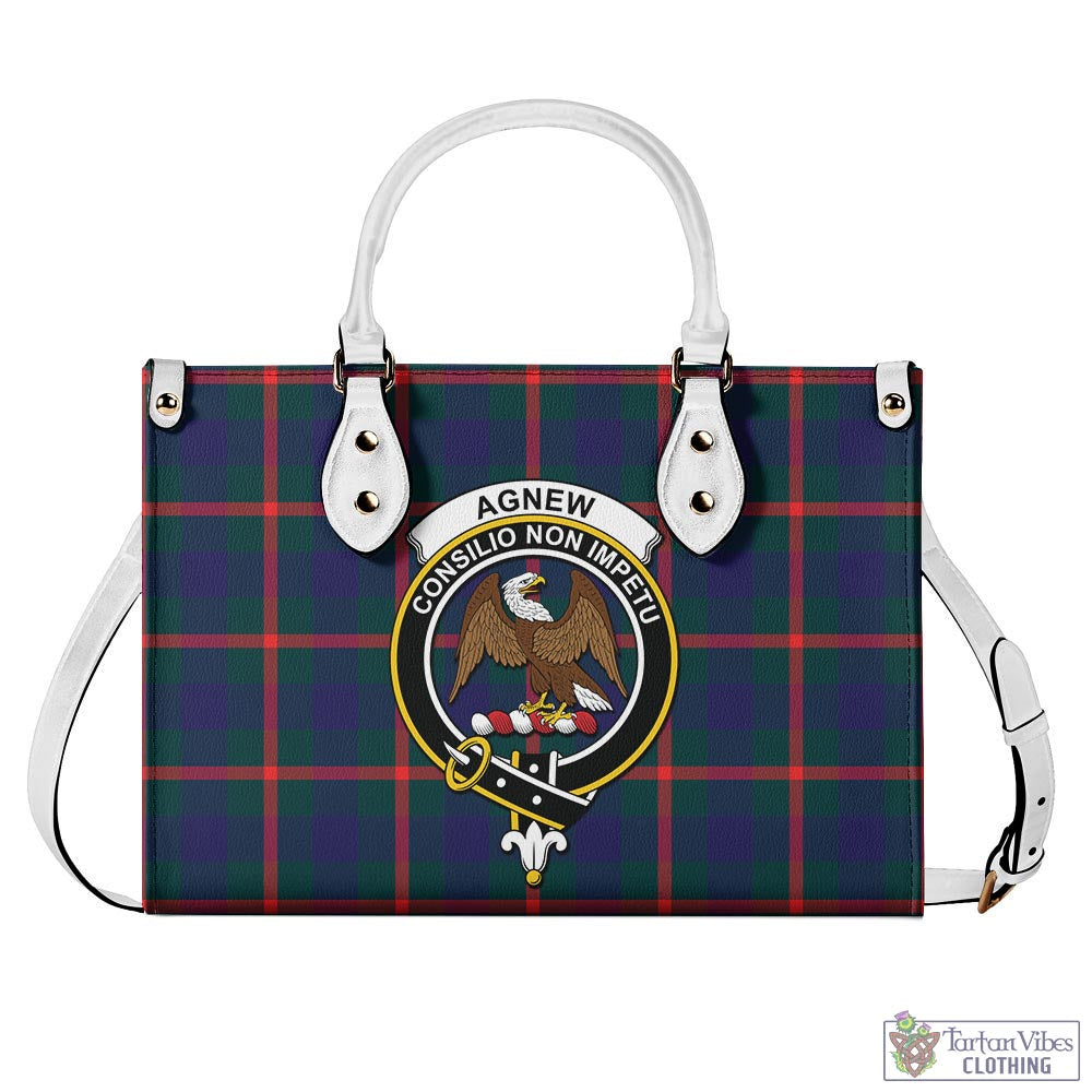 Tartan Vibes Clothing Agnew Modern Tartan Luxury Leather Handbags with Family Crest
