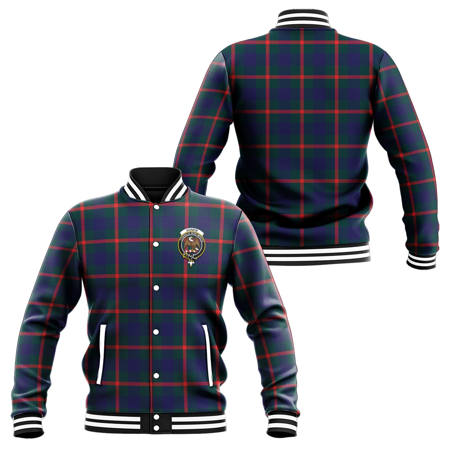 Agnew Tartan Baseball Jacket with Family Crest Unisex - Tartan Vibes Clothing