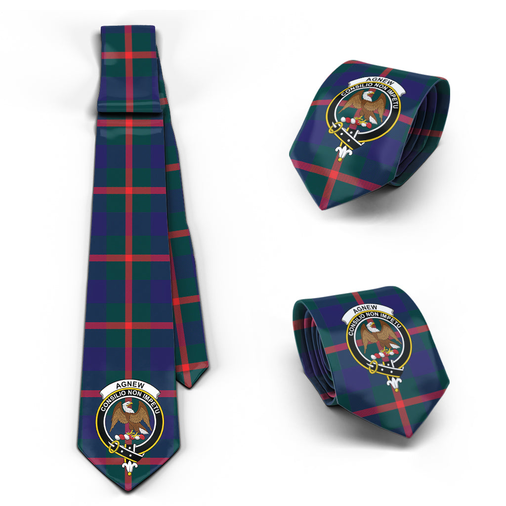 Agnew Modern Tartan Classic Necktie with Family Crest Necktie One Size - Tartanvibesclothing