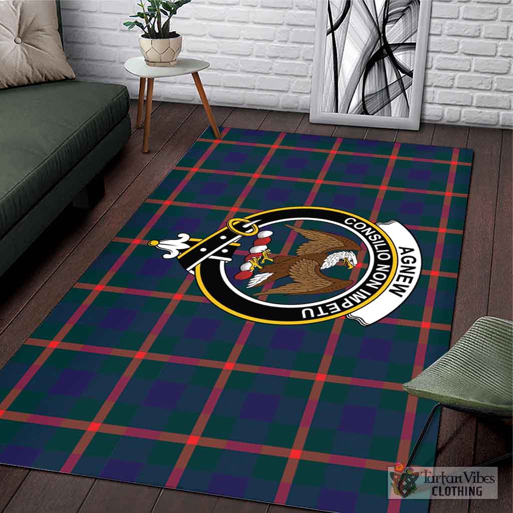 Tartan Vibes Clothing Agnew Modern Tartan Area Rug with Family Crest