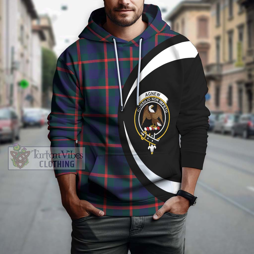 Tartan Vibes Clothing Agnew Modern Tartan Hoodie with Family Crest Circle Style