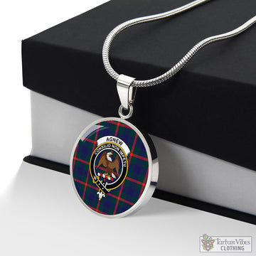 Agnew Tartan Circle Necklace with Family Crest