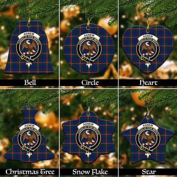 Agnew Tartan Christmas Ceramic Ornaments with Family Crest