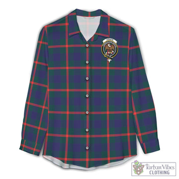 Tartan Vibes Clothing Agnew Modern Tartan Womens Casual Shirt with Family Crest