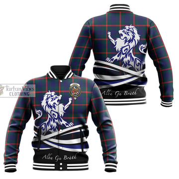 Agnew Tartan Baseball Jacket with Alba Gu Brath Regal Lion Emblem