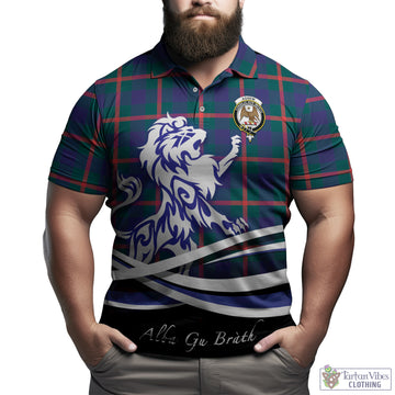 Agnew Modern Tartan Polo Shirt with Alba Gu Brath Regal Lion Emblem
