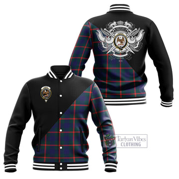 Agnew Tartan Baseball Jacket with Family Crest and Military Logo Style Unisex - Tartanvibesclothing Shop