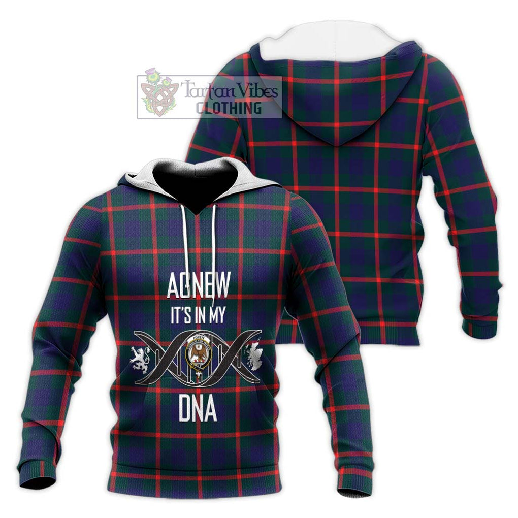 Agnew Tartan Knitted Hoodie with Family Crest DNA In Me Style Unisex Knitted Pullover Hoodie - Tartanvibesclothing Shop