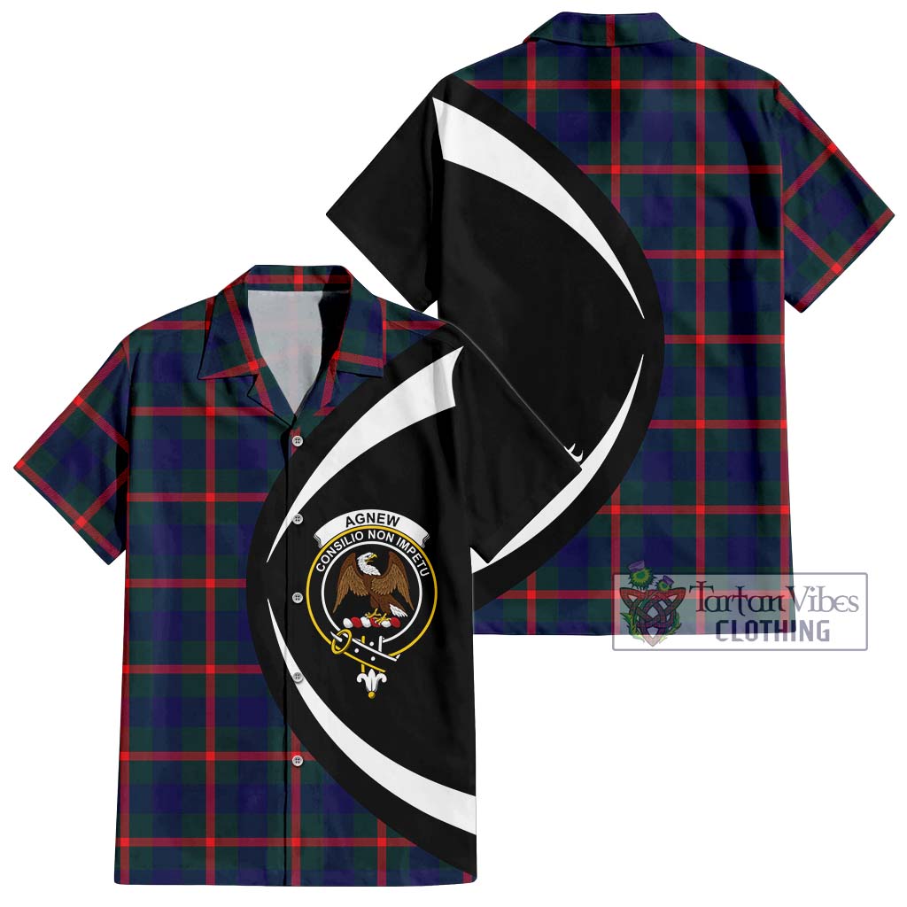Agnew Tartan Short Sleeve Button Up with Family Crest Circle Style Kid - Tartan Vibes Clothing