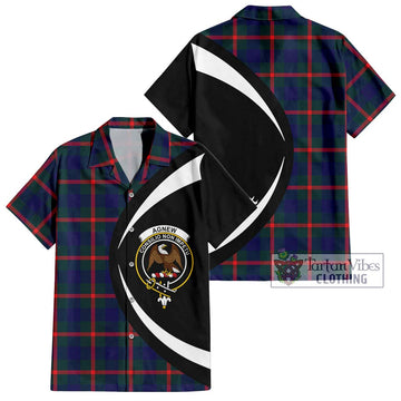 Agnew Tartan Short Sleeve Button Up with Family Crest Circle Style Kid - Tartan Vibes Clothing