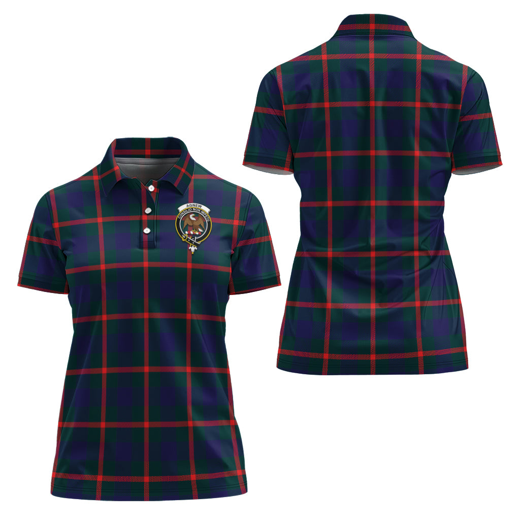 Agnew Modern Tartan Polo Shirt with Family Crest For Women Women - Tartanvibesclothing