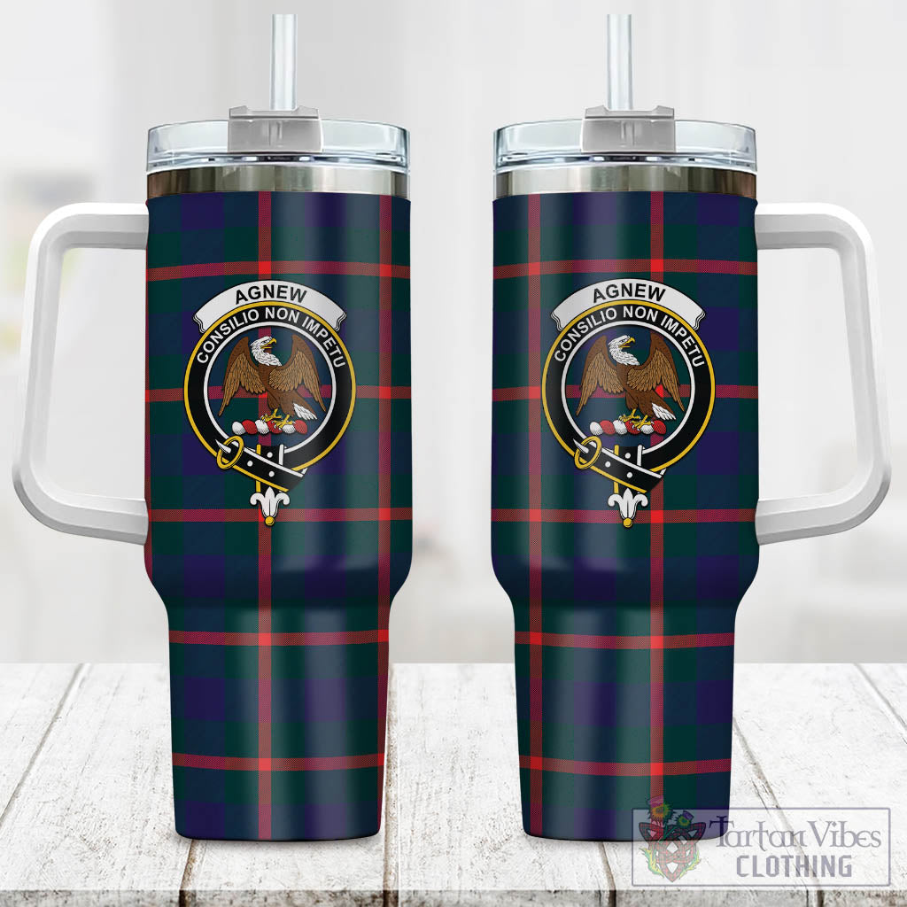Tartan Vibes Clothing Agnew Modern Tartan and Family Crest Tumbler with Handle